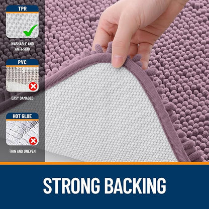 OLANLY Small Bathroom Rugs 24x16, Extra Soft Absorbent Chenille Bath Rugs, Rubber Backing Quick Dry, Machine Washable Bath Mats for Bathroom Floor, Tub and Shower, Home Decor Accessories, Deep Plum