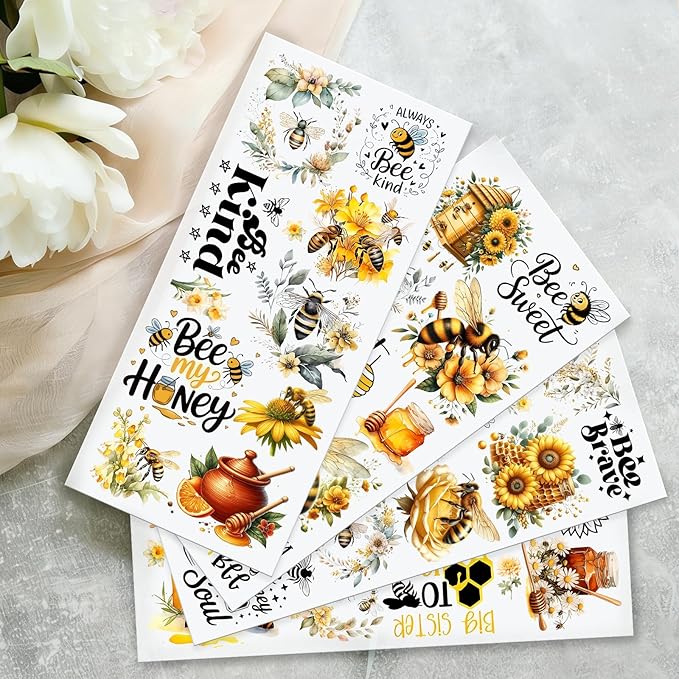 4 Sheets Rub on Transfers for Crafts, Bees Furniture Transfers for Wood
