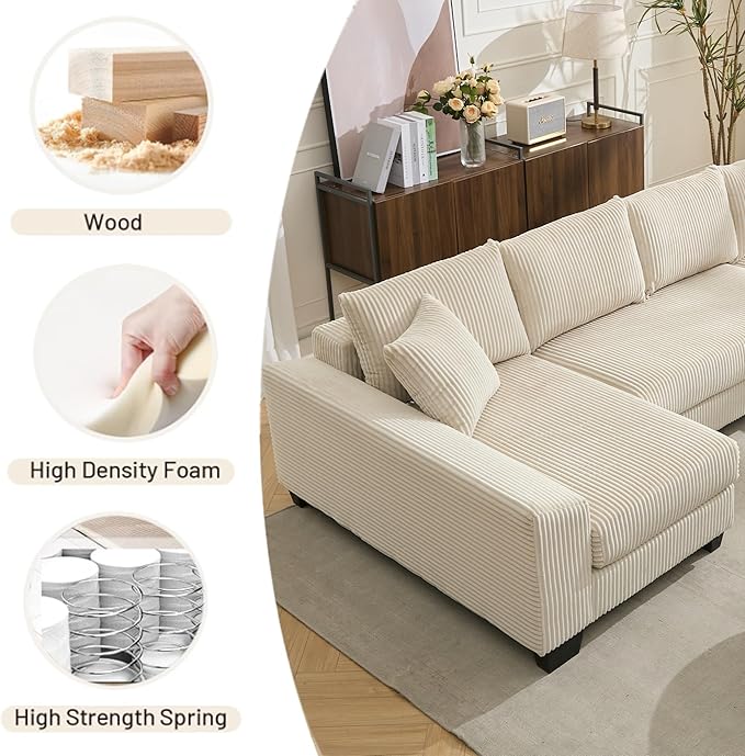 114" Sectional Couches with Pull Out Bed