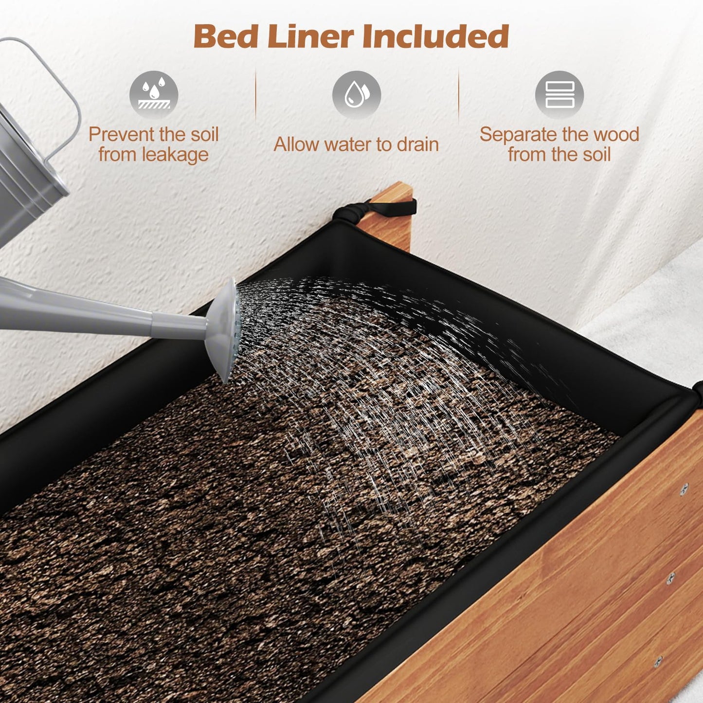S AFSTAR Raised Garden Bed, 44" x 11" x 10" Wood Rectangle Planter Box with Drainage Holes, Water-Resistant Paint, Decorative Window Box, Outdoor Garden Bed for Fruit Vegetable Flower Herb, Orange