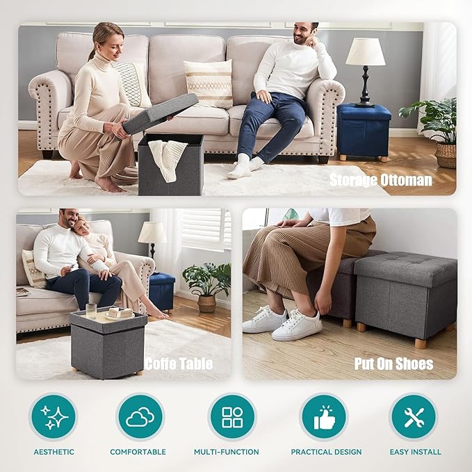 BRIAN & DANY Ottoman with Storage, Small Storage Ottoman