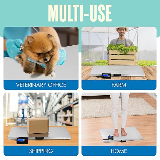 Houseables Dog Scale, Dog Scale for Large Breed, Pet, 660 LB, Livestock, Pet Weight, Animal, Veterinary, Sheep, Goat, Pig, Shipping, Packages, Weighing, Puppy, Vet, Heavy Duty, Digital, 41x21 Platform
