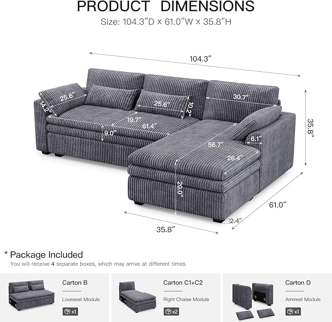 Belffin Large Modular Sectional Sofa