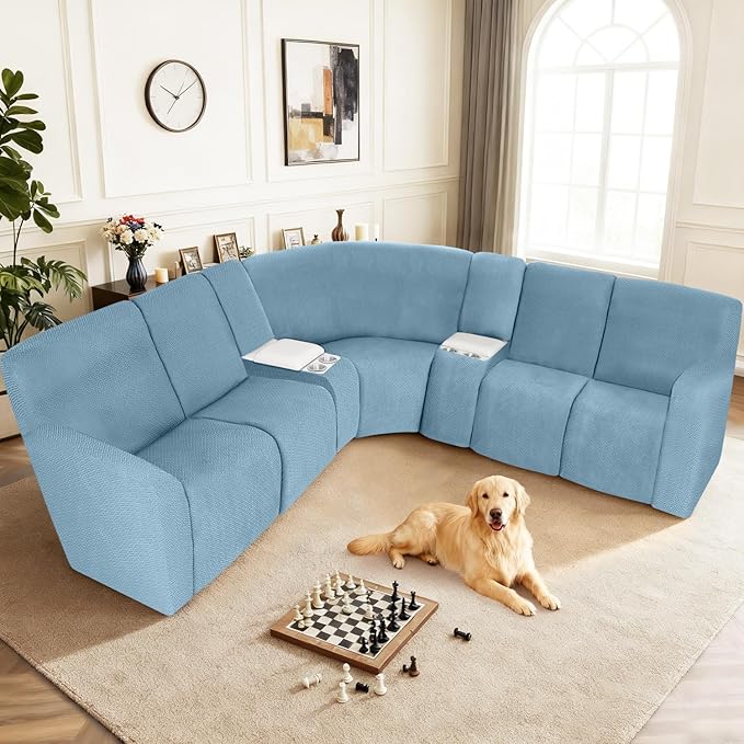 ALIECOM 100% Waterproof Recliner Sectional Couch Covers L Shape Stretch Corner