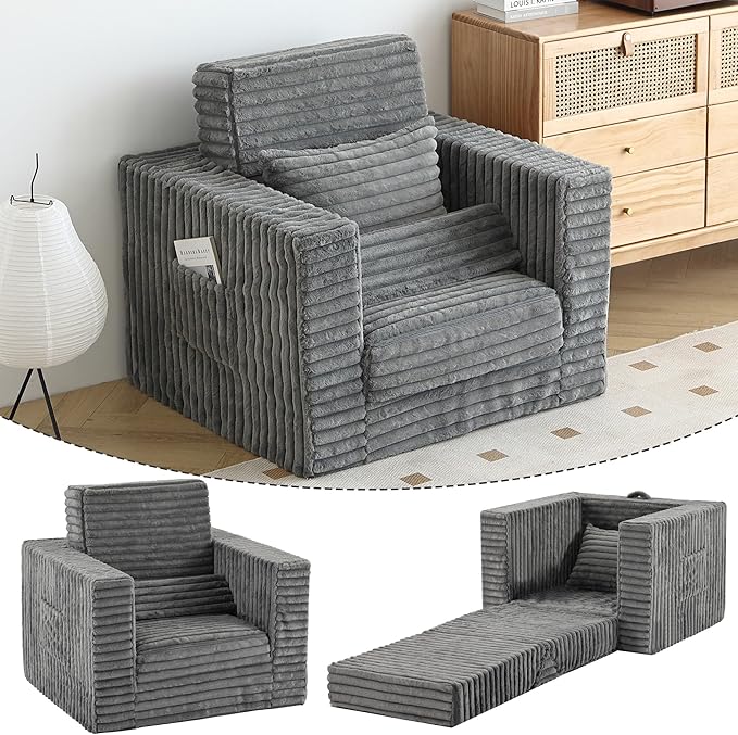 Welnow Folding Sofa Bed with Pillow, Convertible 2-in-1 Sleeper Chair