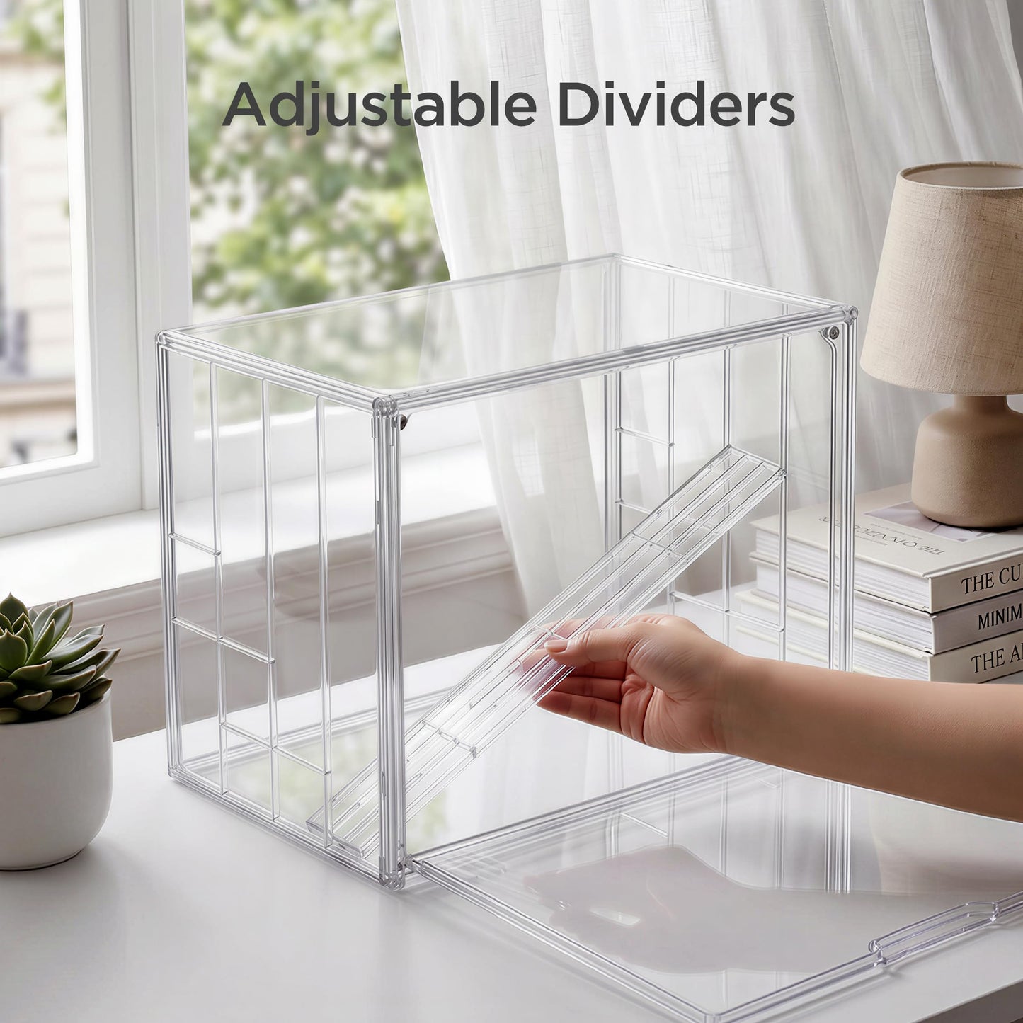 HBlife Mini Greenhouse for Indoor, Clear Stackable Green House with Magnetic Door & Adjustable Drainage Dividers, Tabletop Portable Greenhouse for Small Plants Nursery Germination and Display, 1 Pack