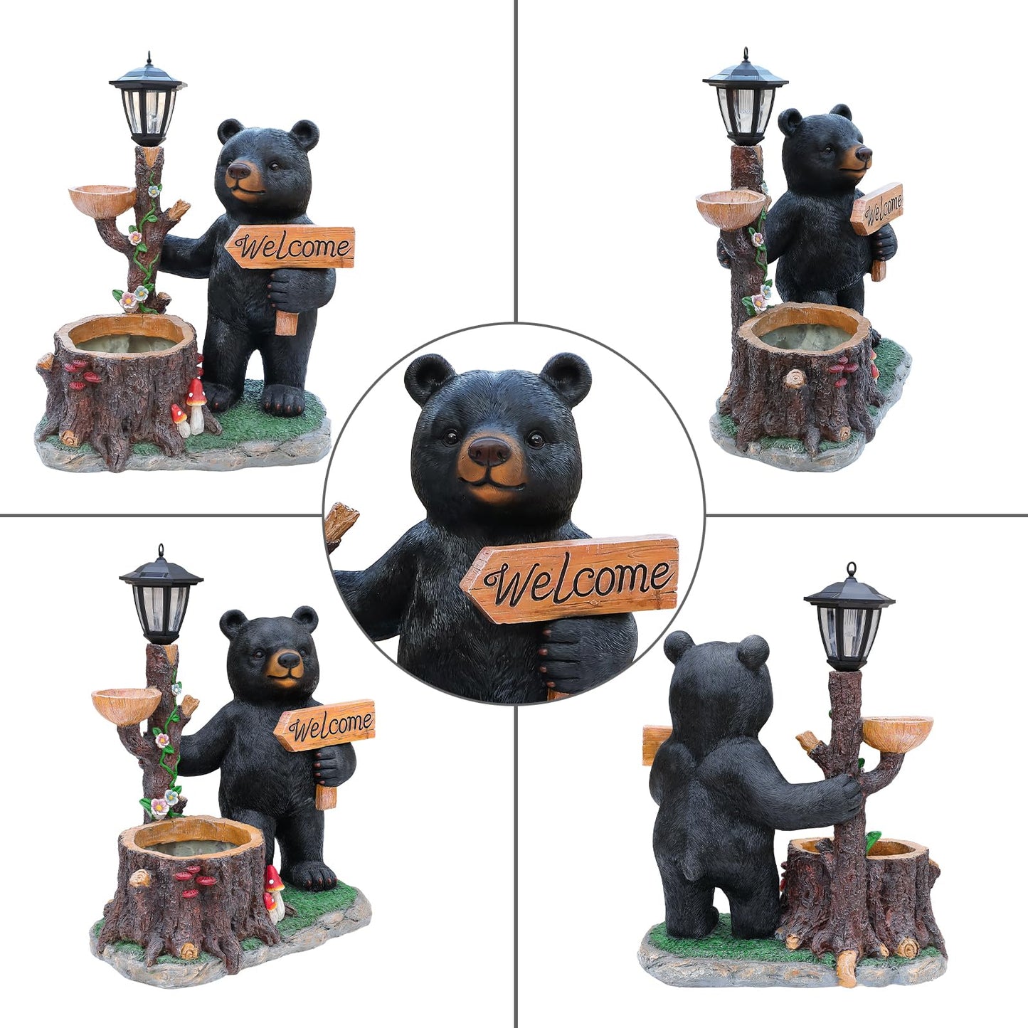Rustic Black Bear Succulent Planter - Weather-Resistant Resin Animal Flower Pot, Unique Cabin Lodge Decor for Indoor Outdoor, Small Plant Container for Succulents Cactus, Perfect Father's Gift Idea