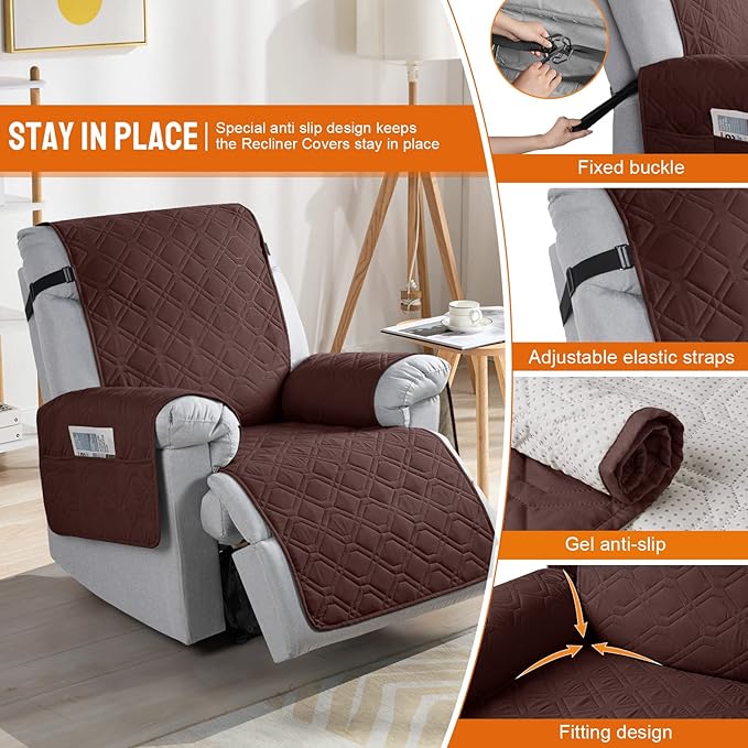 VANSOFY 100% Waterproof Recliner Chair Covers, Recliner Cover Non-Slip Dog