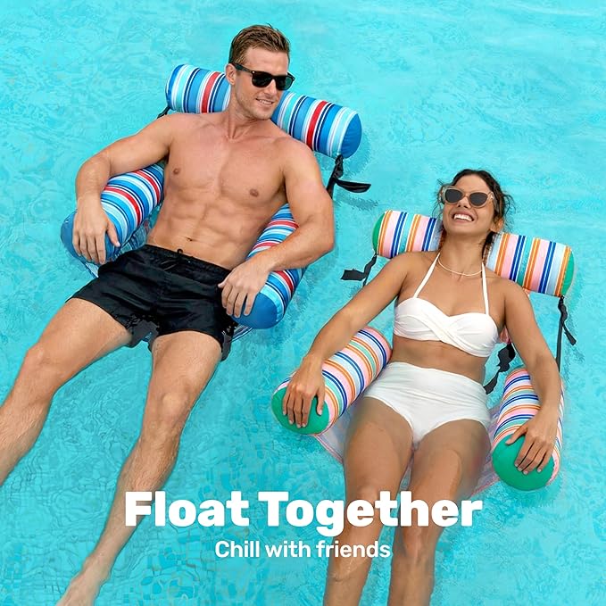 SLOOSH Inflatable Pool Floats Adult, 2 Packs Floating Lounge Chairs, Blow up