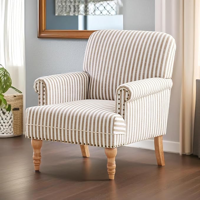 HUIMO Linen Fabric Accent Chair, Mid-Century Modern Armchair