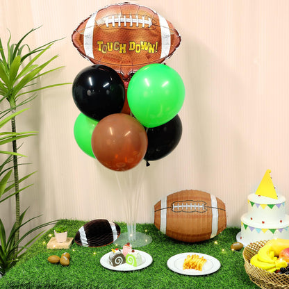 4 Sets Football Party Balloons Stand Kit with Rugby Ball Foil Balloons Sport Football Party Balloon Centerpiece for Tables for Game Sports Football Birthday Baby Shower Decoration