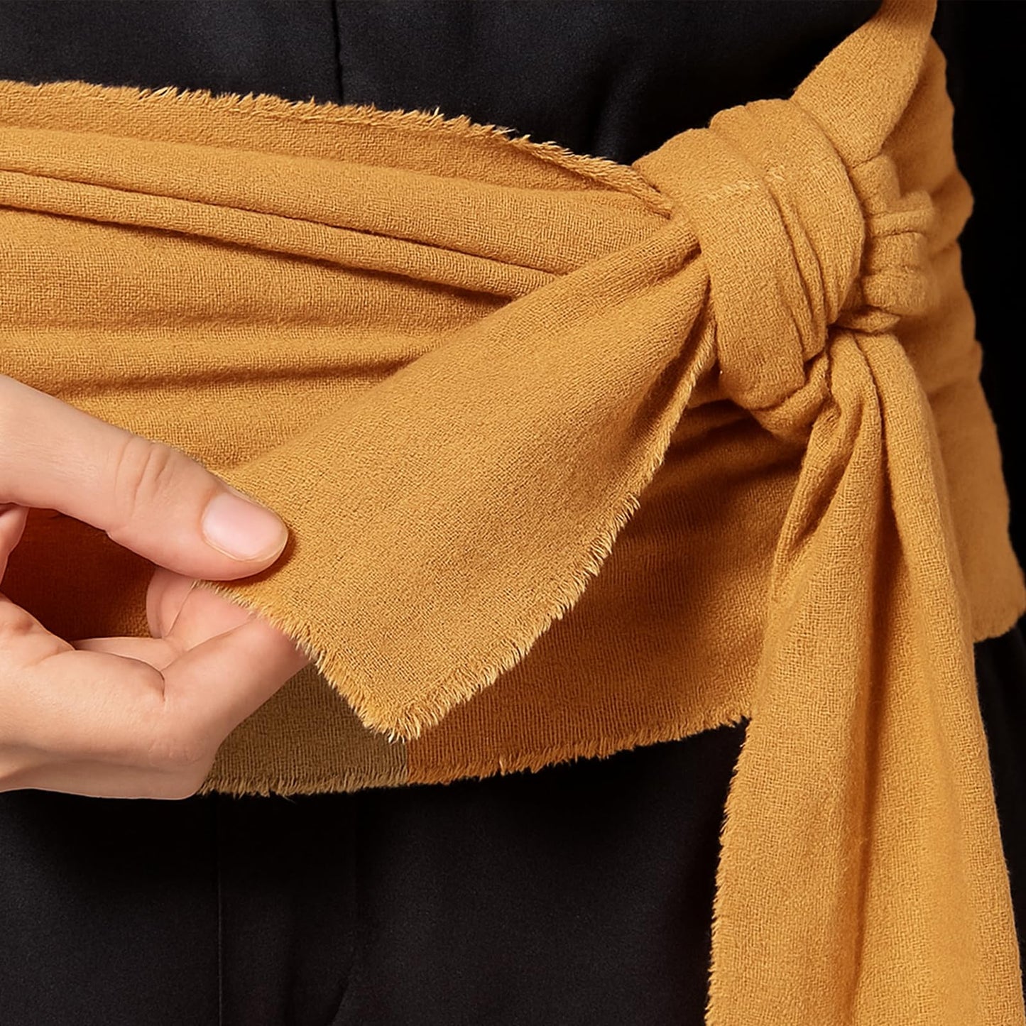ThePirateDressing Halloween Waist Sash Belt – Medieval Renaissance Costume Accessory for Men & Women – Unfinished Torn Edge Linen Scarf –(Sash Only) C1417-Orange