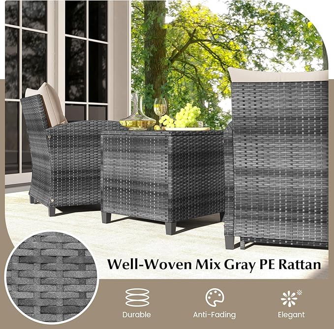 Tangkula 5 Pieces Patio Conversation Set, PE Wicker Rattan Outdoor Furniture Set