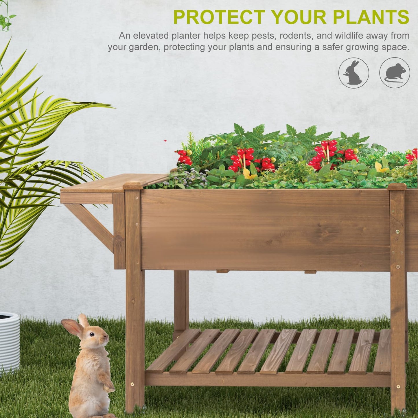 Gowoodhut Raised Garden Bed with Legs Outdoor, Elevated Garden Box with Legs, Large Storage Shelf for Vegetable, Flower, Herb, Easy to Assemble，81x23x31 in