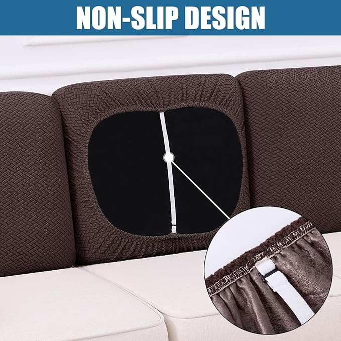 Smiry Waterproof Couch Cushion Covers, Stretch Jacquard Thick Sofa Cushion