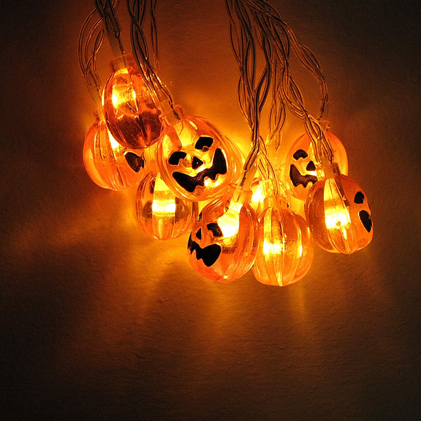 SNOMYRS 21ft 30 Led Halloween Pumpkin String Lights Solar Light Outdoor Halloween Lights for Patio Garden Gate Yard Decoration