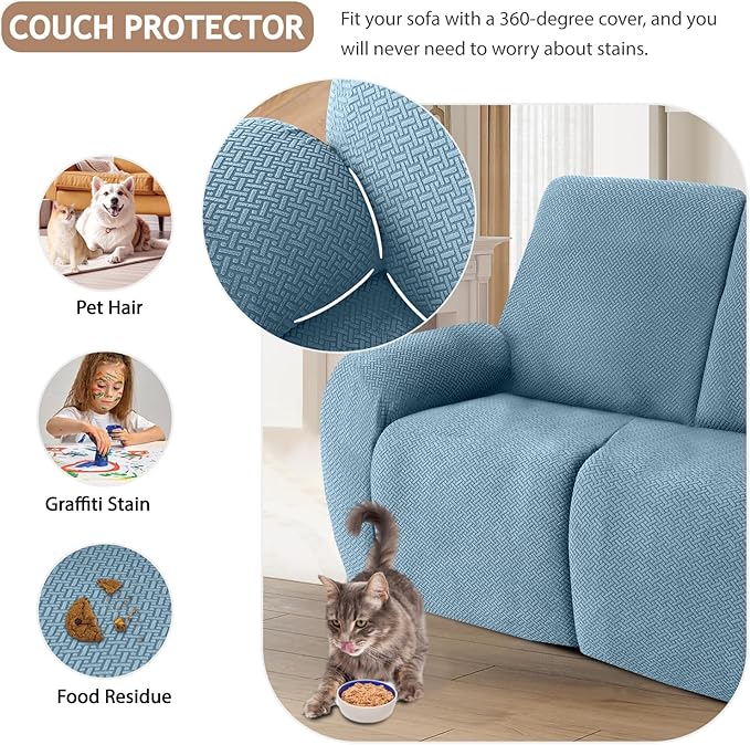 ALIECOM 100% Waterproof Recliner Sectional Couch Covers L Shape Stretch Corner