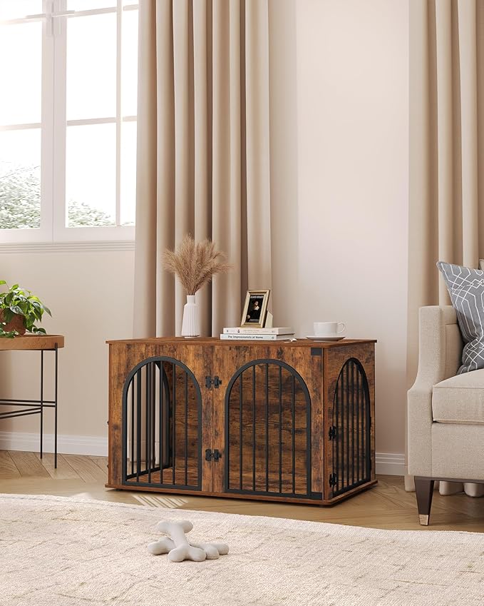 Hzuaneri 39.4" Wooden Dog Crate Furniture, Indoor Dog Kennel Dogs Cage