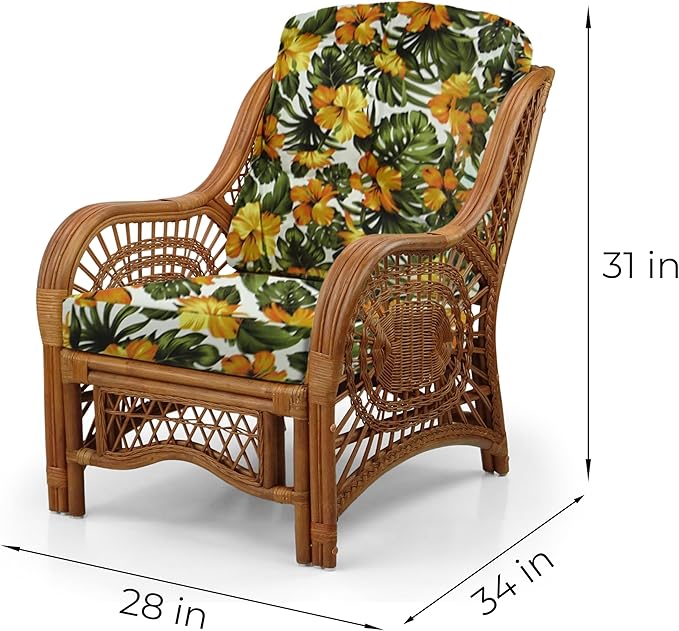Malibu Lounge Living Accent Armchair Natural Rattan Wicker Handmade Design