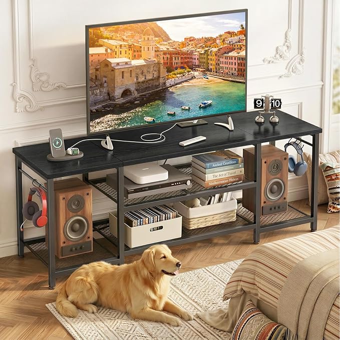 YGEOMER TV Stand for Up to 65 Inch TVs, Entertainment Center