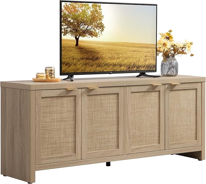 SICOTAS TV Stand for Living Room Boho Entertainment Center for Bedroom