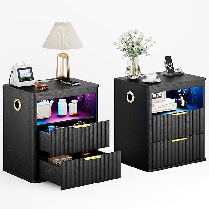 WOOVIVS Modern Nightstand Set of 2