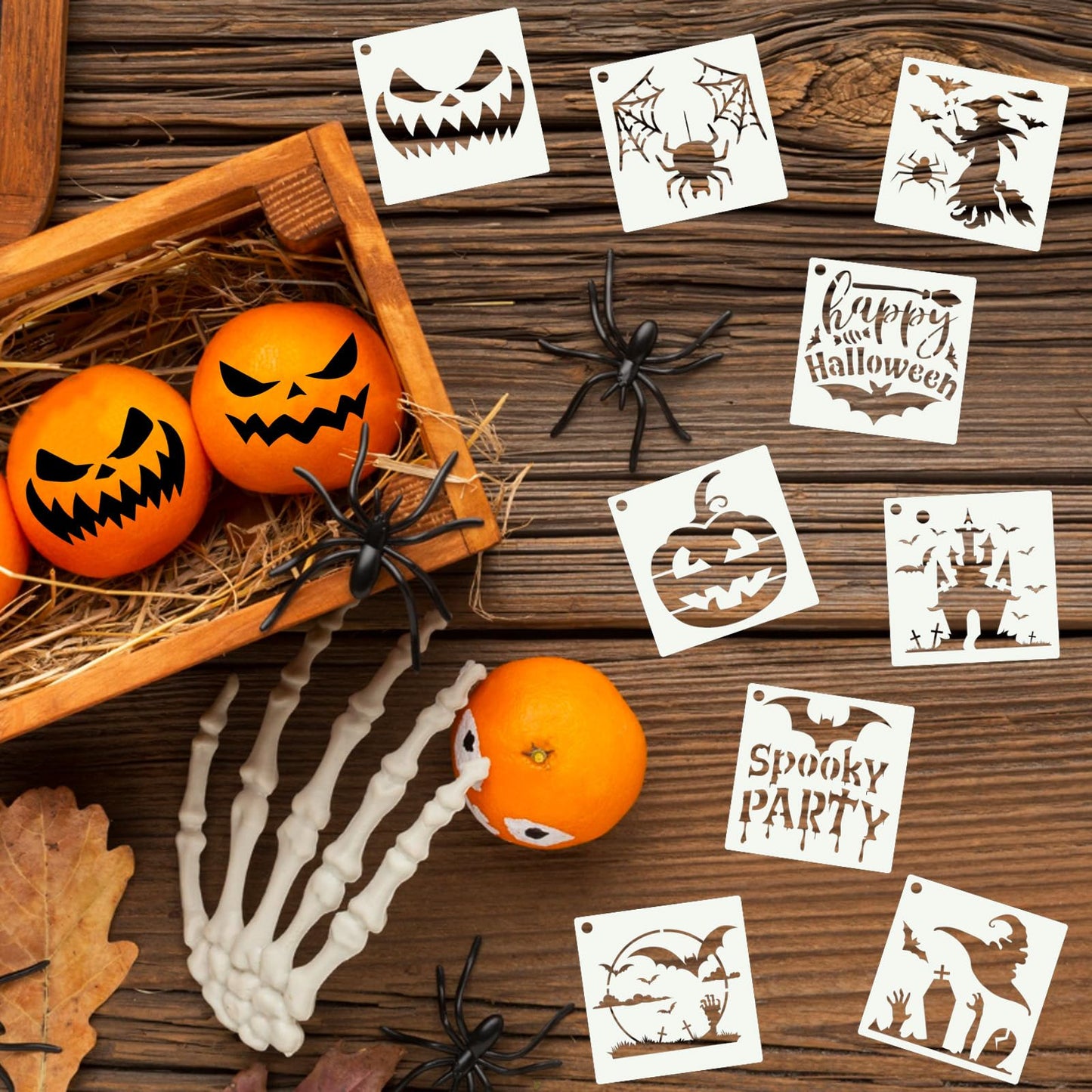 DZXCYZ 80 Pcs 3 x 3 Inch Halloween Stencils for Painting on Wood, Reusable Happy Pumpkin Spider Web Stencil DIY Ornaments Ghost Paint Template Set for Wall Door Home Decor