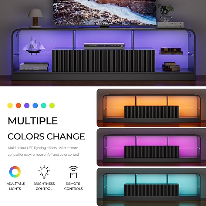 TV Stand for 60/65/70 Inch TVs, Modern Curved TV Console