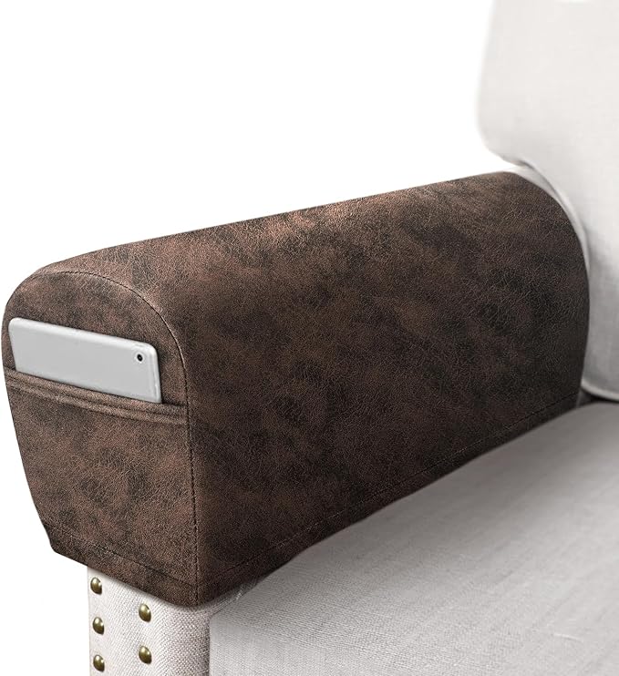 ANARACHON Leather Look Couch Arm Covers Set of 2 Armrest Covers