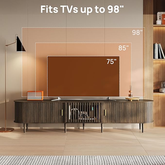 94.5" Fluted Mid Century Modern TV Stand