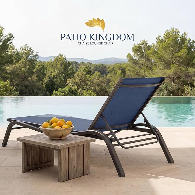 Patio Chaise Lounge Chairs Set of 6, All-Weather Aluminum Pool Loungers