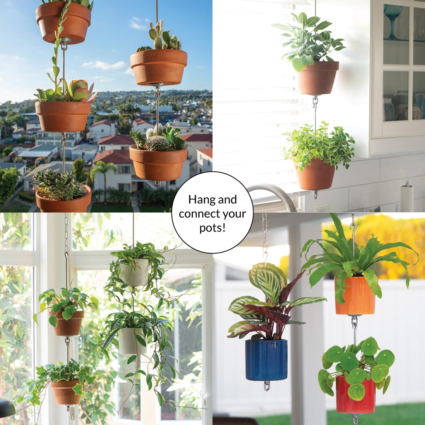 SkyPots Two Pack, All-New Pot Hanging Kits + Accessories, Indoor/Outdoor, Build Vertical Gardens, Hang Individual Planters