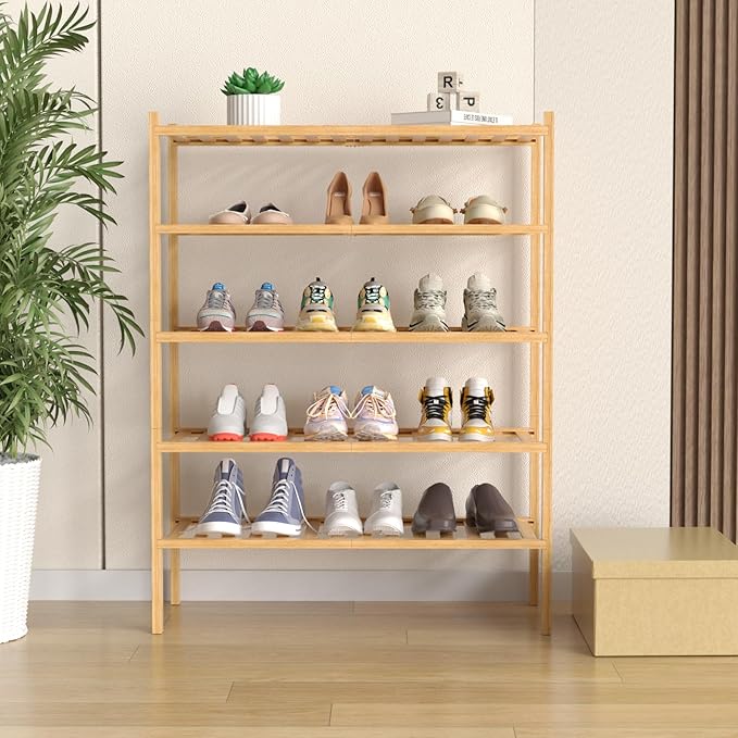 ROMGUAR CRAFT 5 Tier Bamboo Shoe Rack