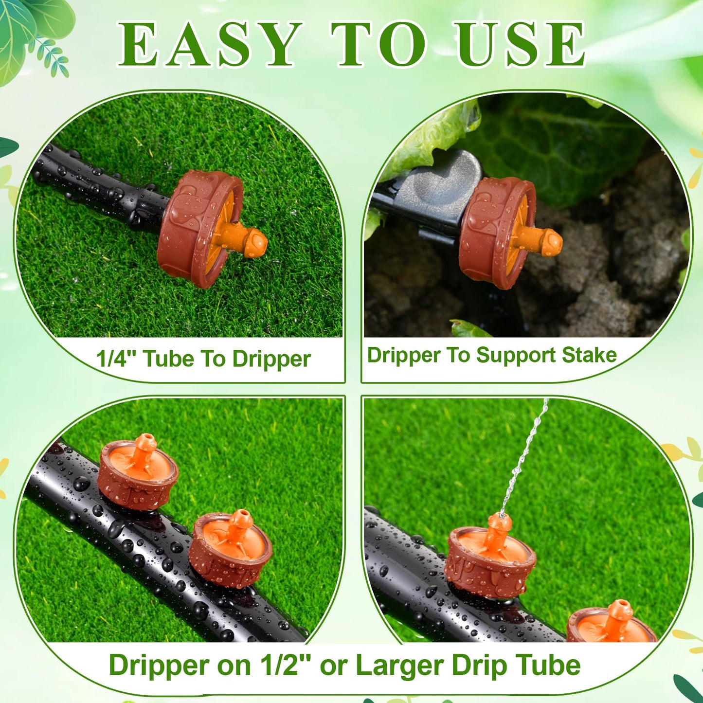 FULAIERGD 60Pcs 3 GPH Pressure Compensating Irrigation Drippers, Watering Spot GPH Dripper Drip Emitters Heads Constant Flow Outlet Heads for 1/4 Inch Irrigation Tubing for Garden Irrigation System
