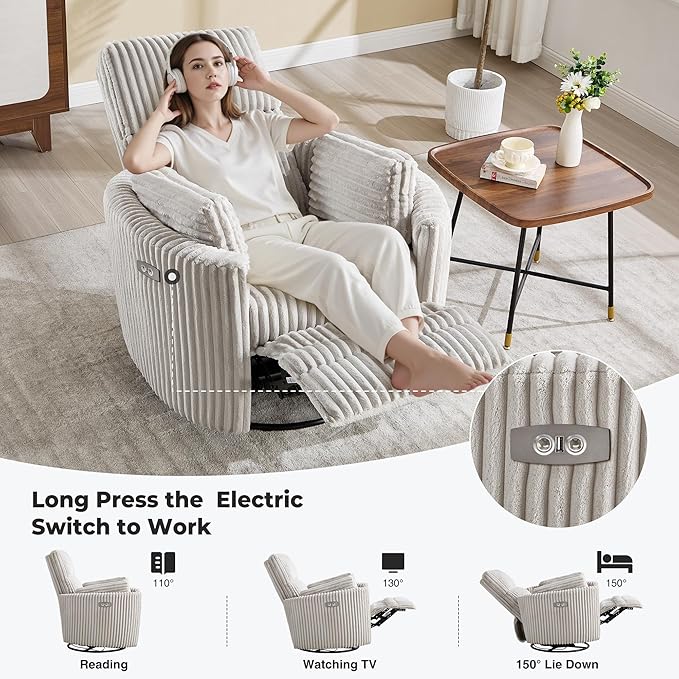 Power Recliner, Nursery Swivel Glider Rocking Chair