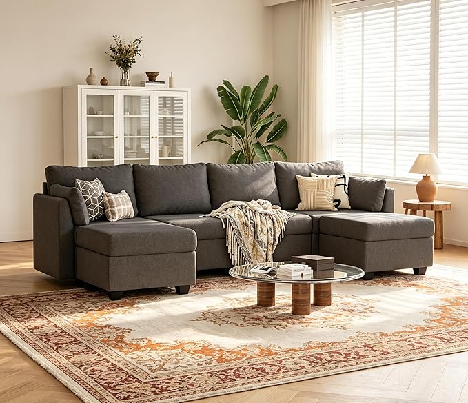 Huatean Home 114.17" Modular Sectional Sofa, 6 Seat Modular Couch