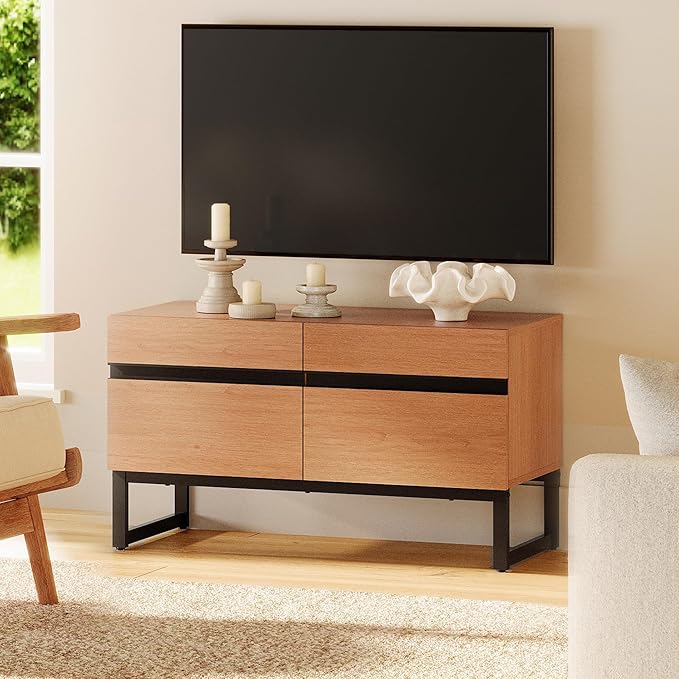 WAMPAT Modern TV Stand for 26-40 Inch TVs, Wood Entertainment Center