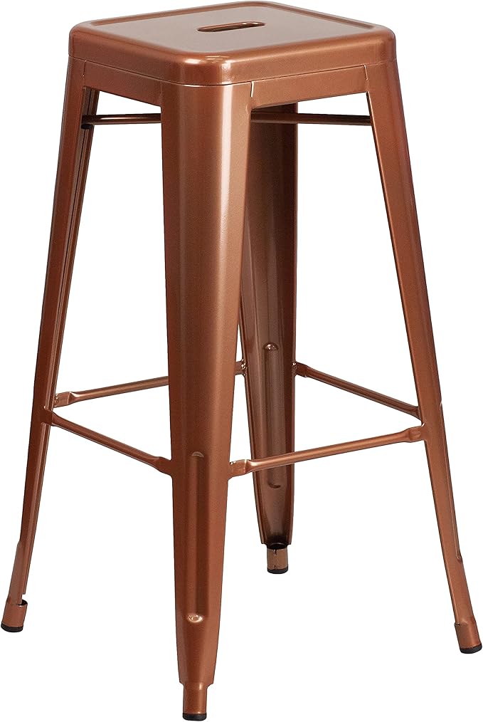 Flash Furniture Commercial Grade 30" High Backless Copper Indoor-Outdoor