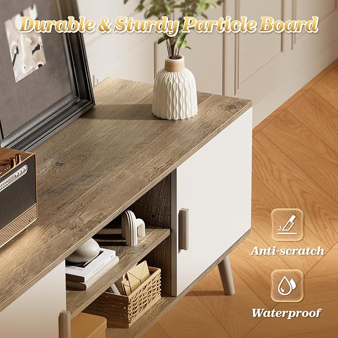 SUPERJARE TV Stand for 55 Inch TV, Entertainment Center