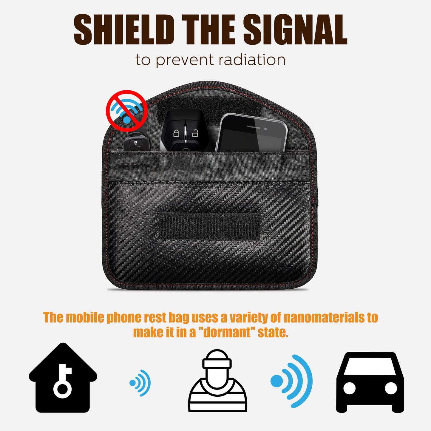 4 Pieces Faraday Bags Phone for Key Fob Protector Car RFID Signal Blocking GPS Anti-tracking Faraday Pouch Shielding Wallets for Cell Phone Privacy Card Protection(Carbon Fiber)