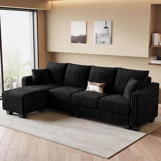 Belffin Sectional Couch with L-Shape Chaise L Shaped Couch with Ottoman