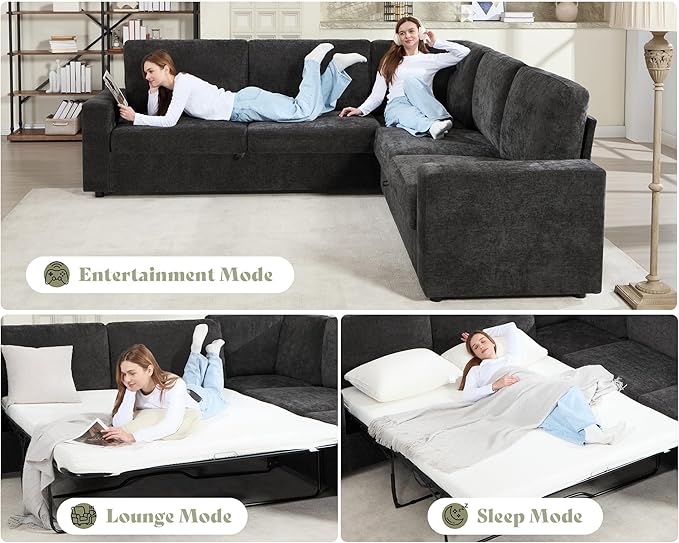 AMERLIFE 106" Oversized Sofa Bed, Sectional Sleeper Sofa