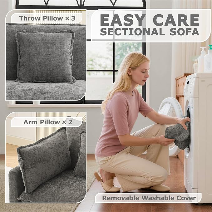 113” Modular Sectional Sofa, L Shaped Cloud Couch