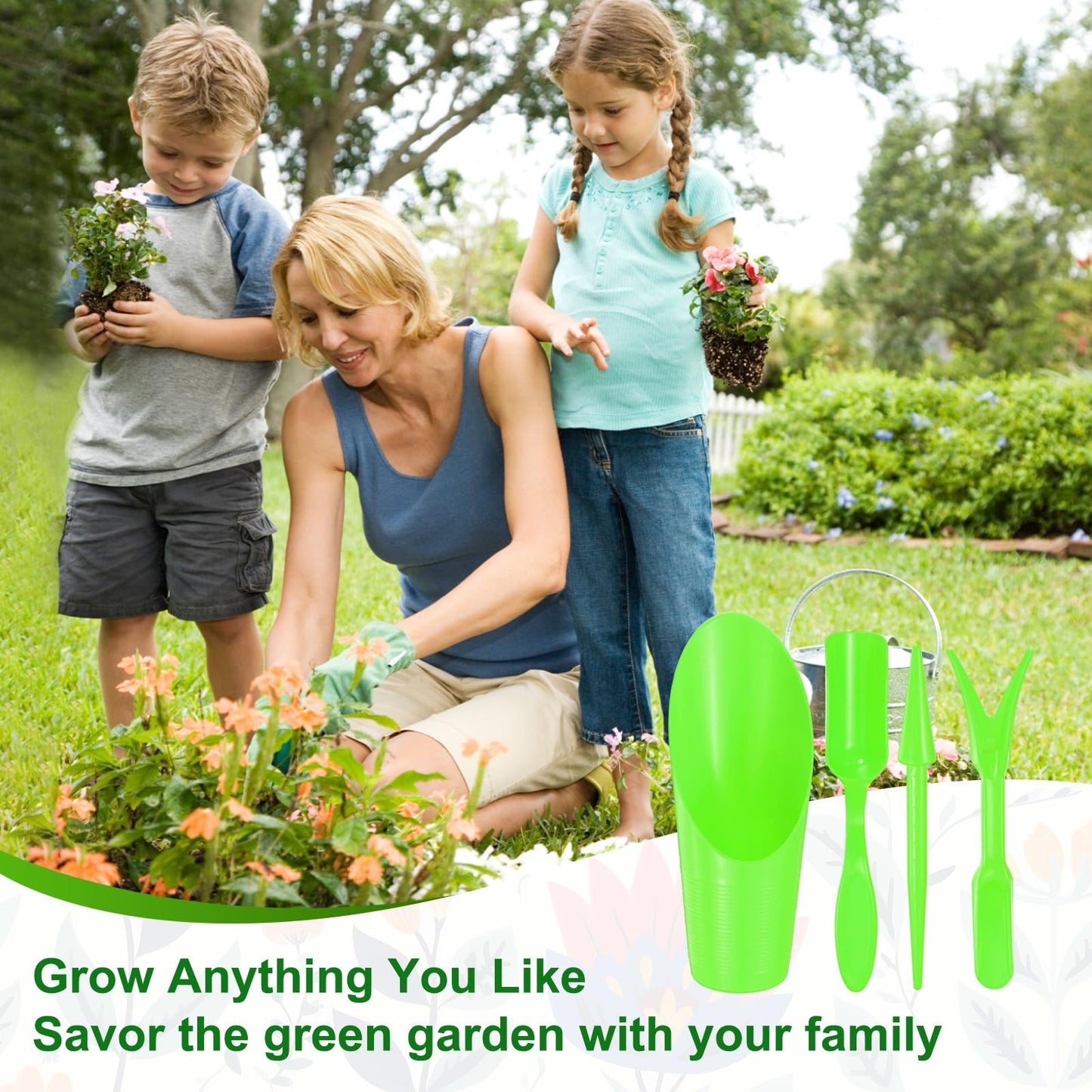M METERXITY 2-Set Garden Shovel Hand Tools Transplanting Succulent Cultivation Digging Scoops Kits, Plastic Mini Garden Tool Set for Flower Planting/Bonsai Potting [Green, Black]