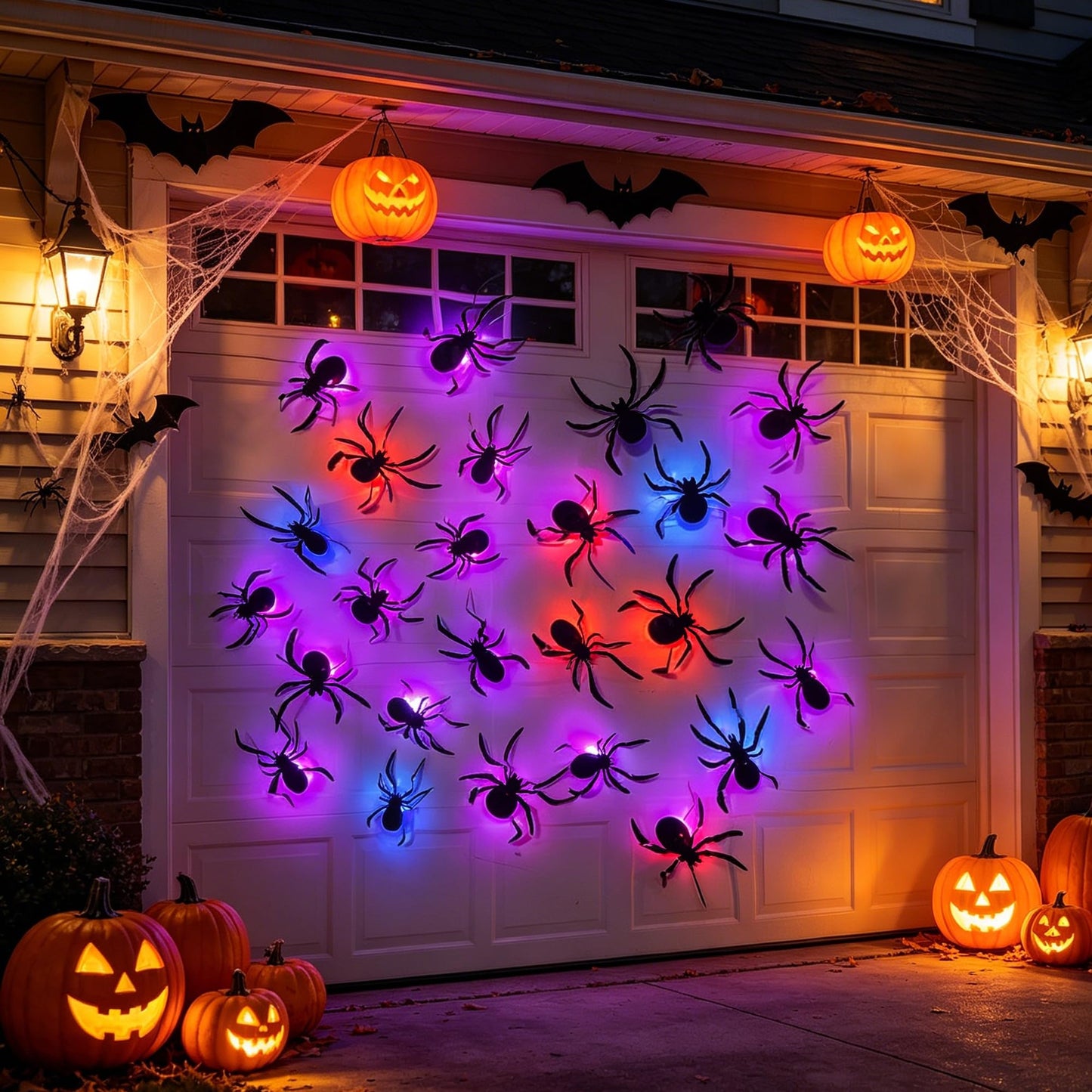 DR.DUDU 36 Pack Halloween Wall Decor Light up Spiders Window Decorations