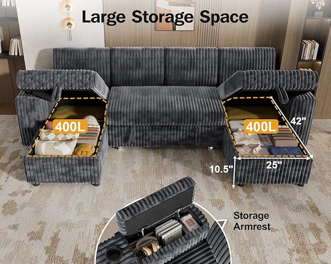 Vipbear 108" Modular Sectional Sleeper Sofa