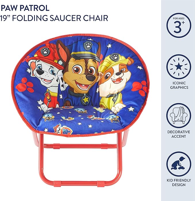 Paw Patrol Chase, Rubble and Marshall Toddler 19” Folding Saucer™ Chair