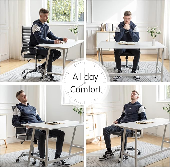 Home Office Chair Ribbed, Modern Leather Conference Room Chairs, Ergonomic