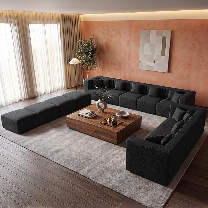 MONVANE Modular Sectional Sofa, Oversized 12 Seat Convertible U Shaped Couch