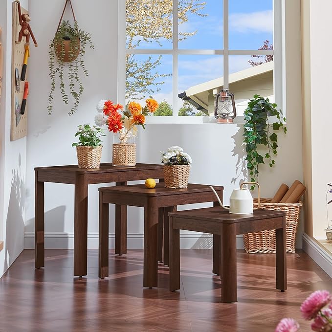 Joaxswe Farmhouse Nesting Tables Set of 3, Living Room Table Set